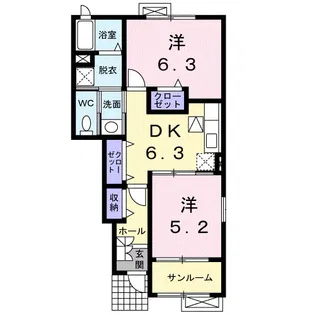 スカイスクレ−パ− Ⅱ【1階】の間取り