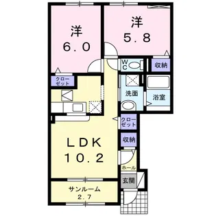 ニューシティ下堀Ⅱ【1階】の間取り