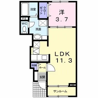 ボンヌ−ル・E・K Ⅳ【1階】の間取り