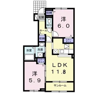 アネシス・ルナA【1階】の間取り