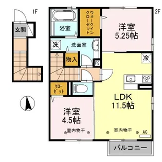 カーサ フルール【2階】の間取り