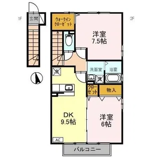 ローズコート歌の森 D【2階】の間取り