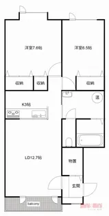 FortunaⅠ【201号室】の間取り