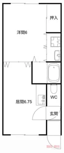 1DKの間取り画像