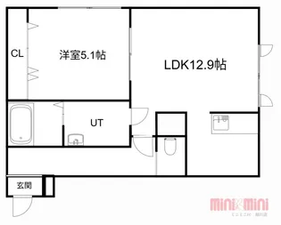オレンジストリーム【105号室】の間取り