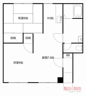 黒川ハイツB【202号室】の間取り