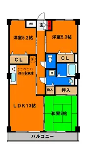 フィールドハウス青葉伍番館【3階】の間取り