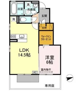 フェリス河内 B棟【1階】の間取り