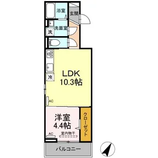 ディアライズ新宿通6丁目【2階】の間取り