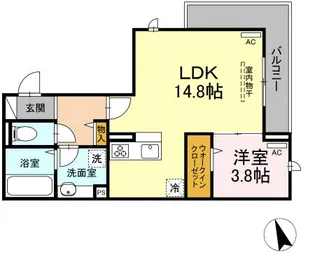 メテオール平和通【3階】の間取り