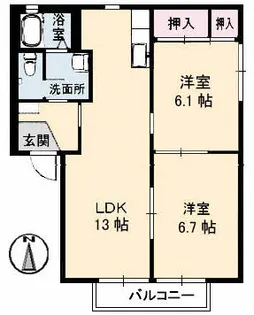 カーサ 虹ケ丘【2階】の間取り