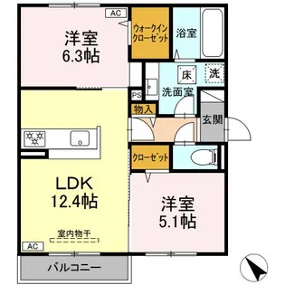 パーチェ駅南【202号室】の間取り