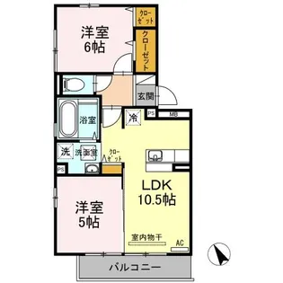 ウィルコート潮音町 A棟【105号室】の間取り