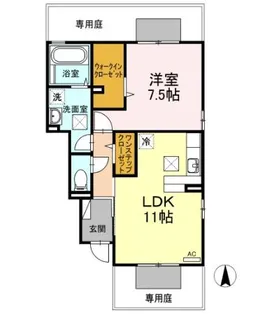 フェリス河内 A棟【1階】の間取り