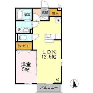 メルベーユ A棟【A201号室】の間取り