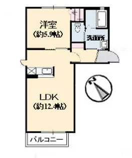 1LDKの間取り画像