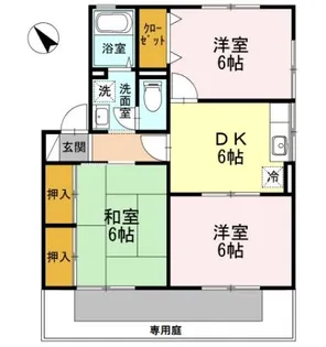 サンハイム東河原 Ⅰ棟【1階】の間取り
