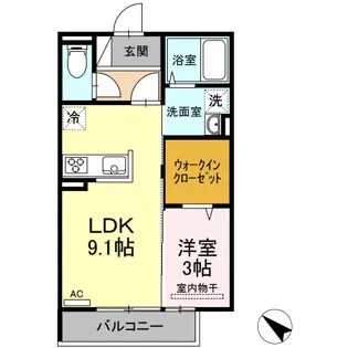 グランディールK【301号室】の間取り