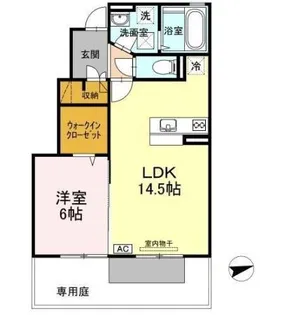 フェリス河内 B棟【1階】の間取り