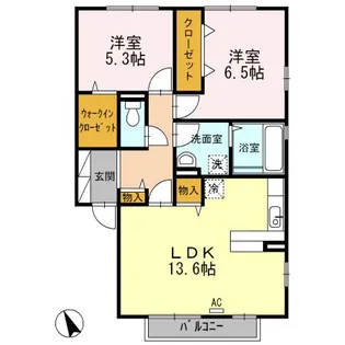 クオーレ政所【202号室】の間取り