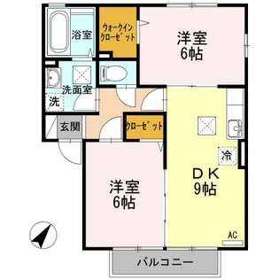 メゾンルージェ A棟【A-102号室】の間取り