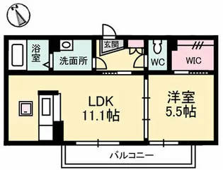 クオーレ光Ⅰ【102号室】の間取り
