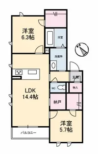 モナローム シェリー【102号室】の間取り