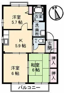 レーヴィンス島田 B棟【1階】の間取り