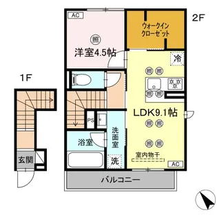あそびタウン下松望町【210号室】の間取り