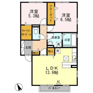 クオーレ政所【1階】の間取り