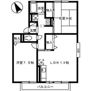 パークサイド城ケ丘 B棟【203号室】の間取り