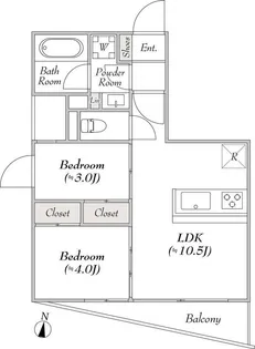 2LDKの間取り画像