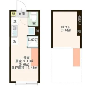 ハーモニーテラス中台【2階】の間取り