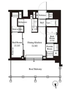 1DKの間取り画像