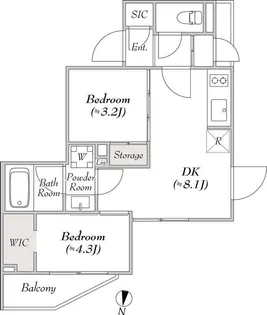 ルミーク本町イースト【2階】の間取り