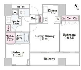 パークタワー池袋イーストプレイス【22階】の間取り