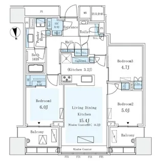 パークコート ザ・三番町ハウス 【9階】の間取り