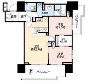 ザ・パークハウス市ヶ谷 【5階】の間取り