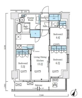 ロイヤルパークス赤羽ノース【5階】の間取り