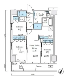 ロイヤルパークス赤羽ノース【5階】の間取り