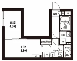 レピュア曙橋駅前レジデンス【3階】の間取り