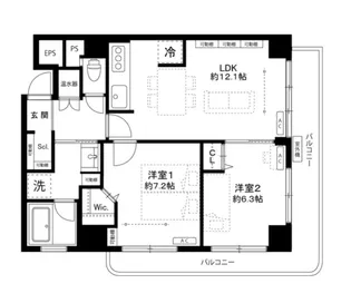 ホワイトパレス【5階】の間取り