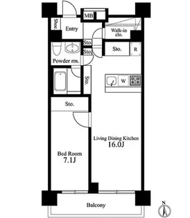 プライマル新宿若松町【14階】の間取り
