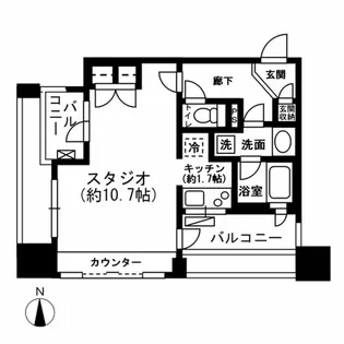 レジディア市ヶ谷Ⅱ 【2階】の間取り