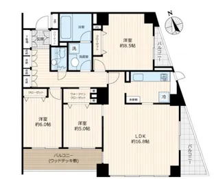グラツィオーソ神楽坂イースト【6階】の間取り