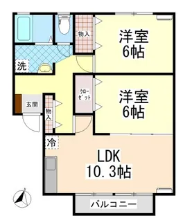 サニークレストB【2階】の間取り