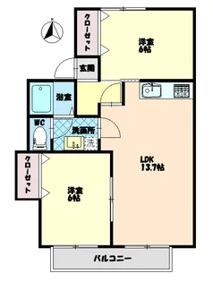 セジュール園木B【B203号室】の間取り