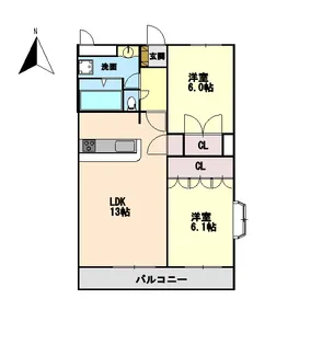 グレースヴィラ中吉野【205号室】の間取り