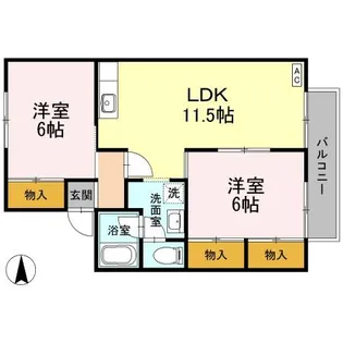 セジュール住吉Ⅱ【2階】の間取り