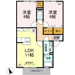 エーデルハイム Ⅰ棟?Ⅰ【2階】の間取り